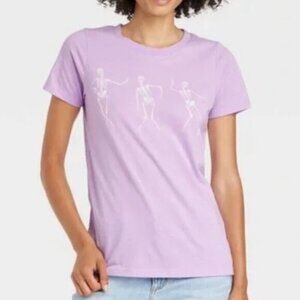 GRAYSON THREADS Lilac Lavender Purple Skeleton Graphic Halloween Tee T-Shirt XL